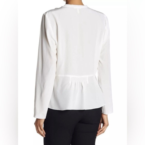NWT Rebecca Taylor Blouse White Ivory Peplum V-Neck 100% Silk Size 12 - Picture 2 of 8